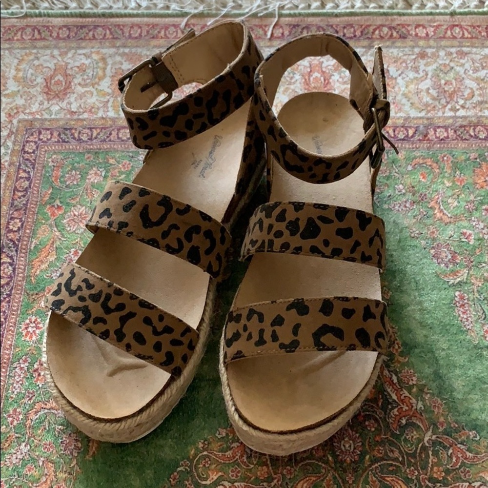 Cheetah print strappy platforms